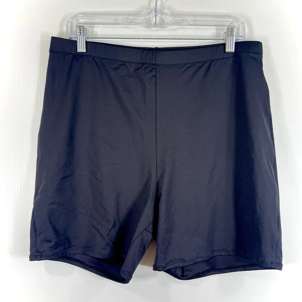 SKIMS Signature Mid Waist Swim Shorts Size 2X‎ Black Pool Resort Vacation